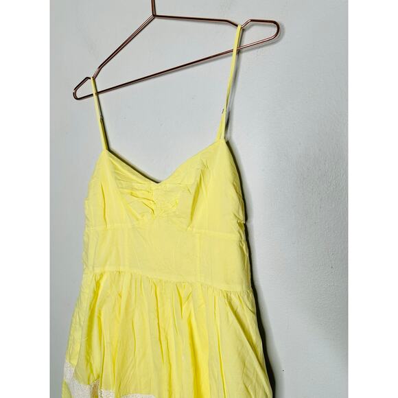 JASON WU COLLECTIVE Yellow 100% Cotton Lace Square Neckline Midi Dress Size 10 - Picture 7 of 14